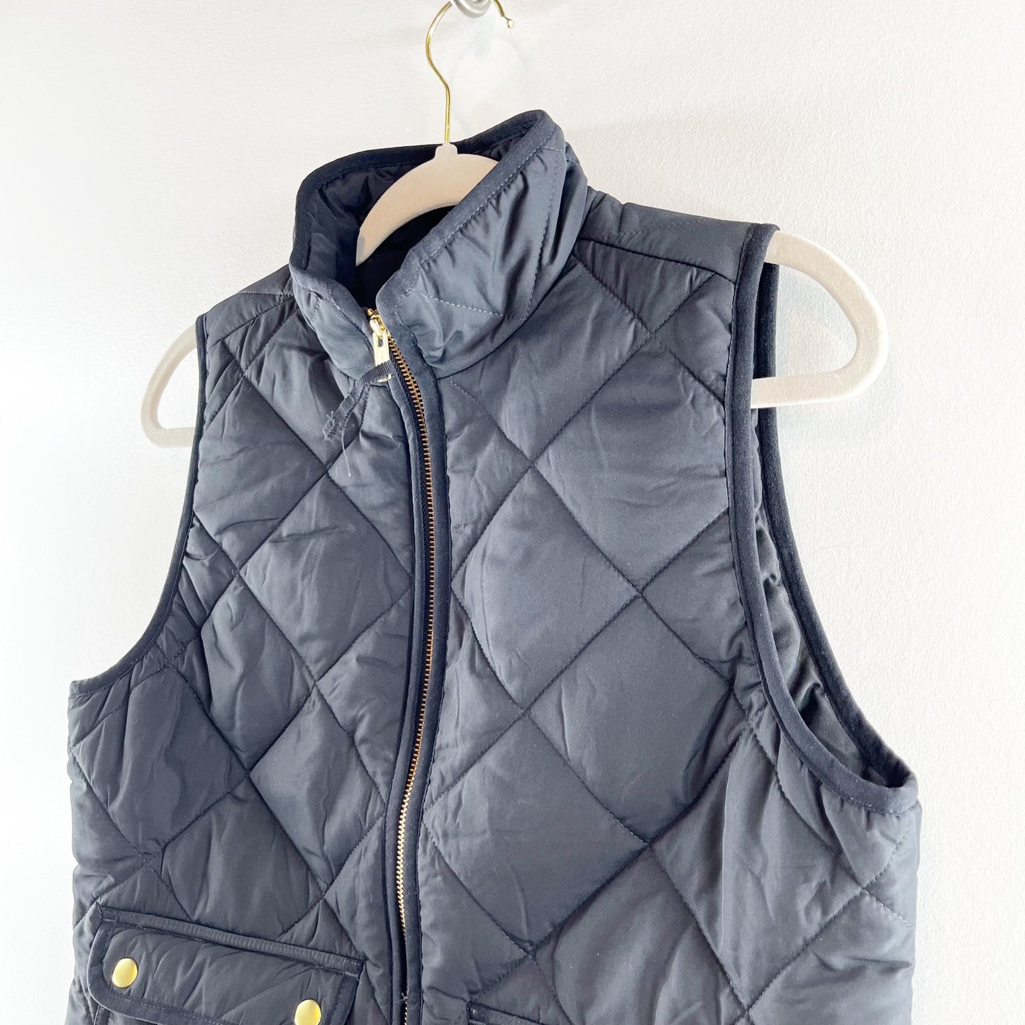 j. Crew Quilted Full Zip Puffer Vest Black Small