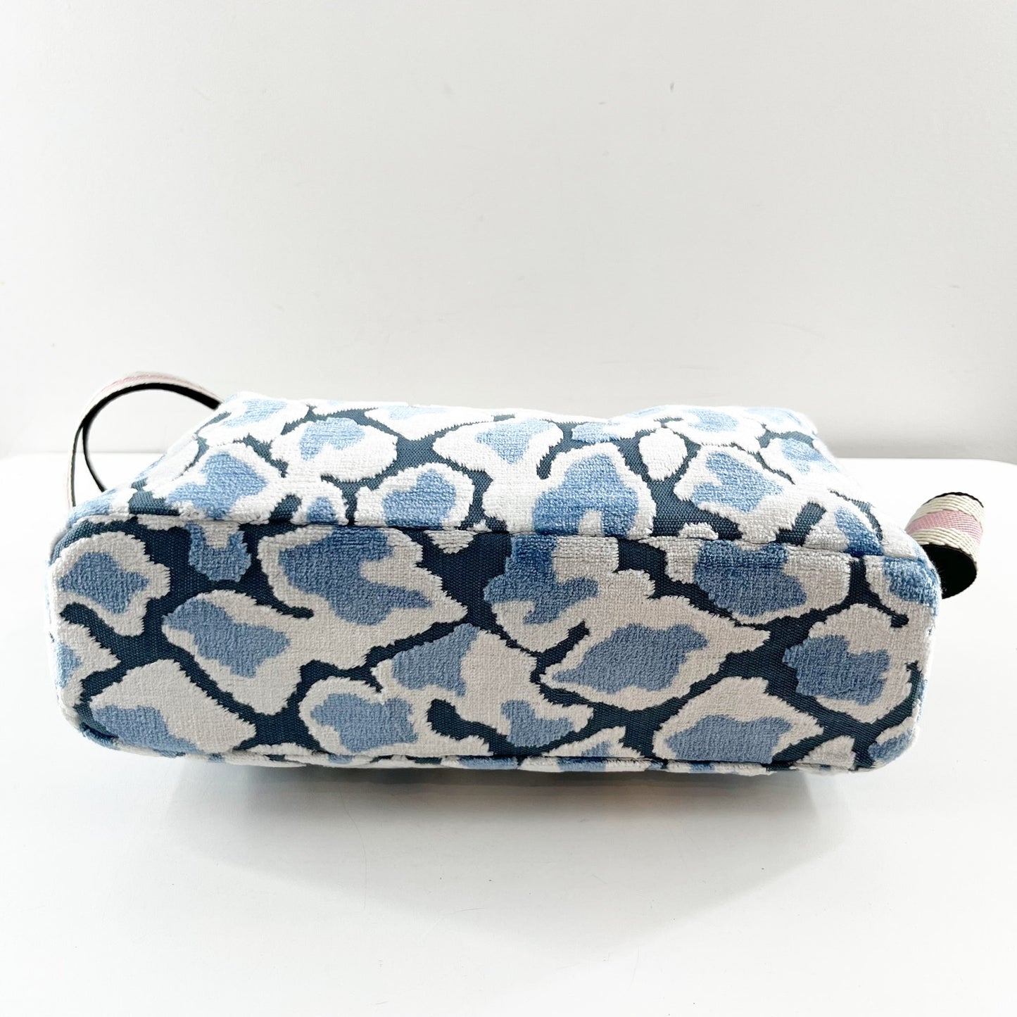 Cushette Dutchess Crossbody Velvet Purse Handbag Blue White