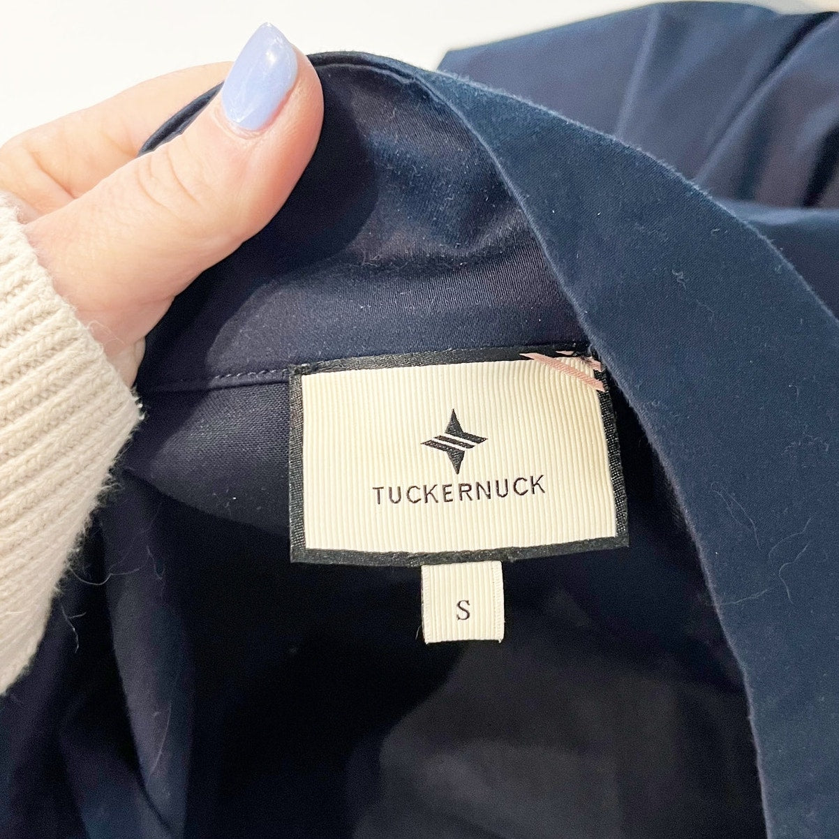 Tuckernuck Willow 3/4 Sleeve Tunic V Neck Blouse Top Shirt Navy Blue Small