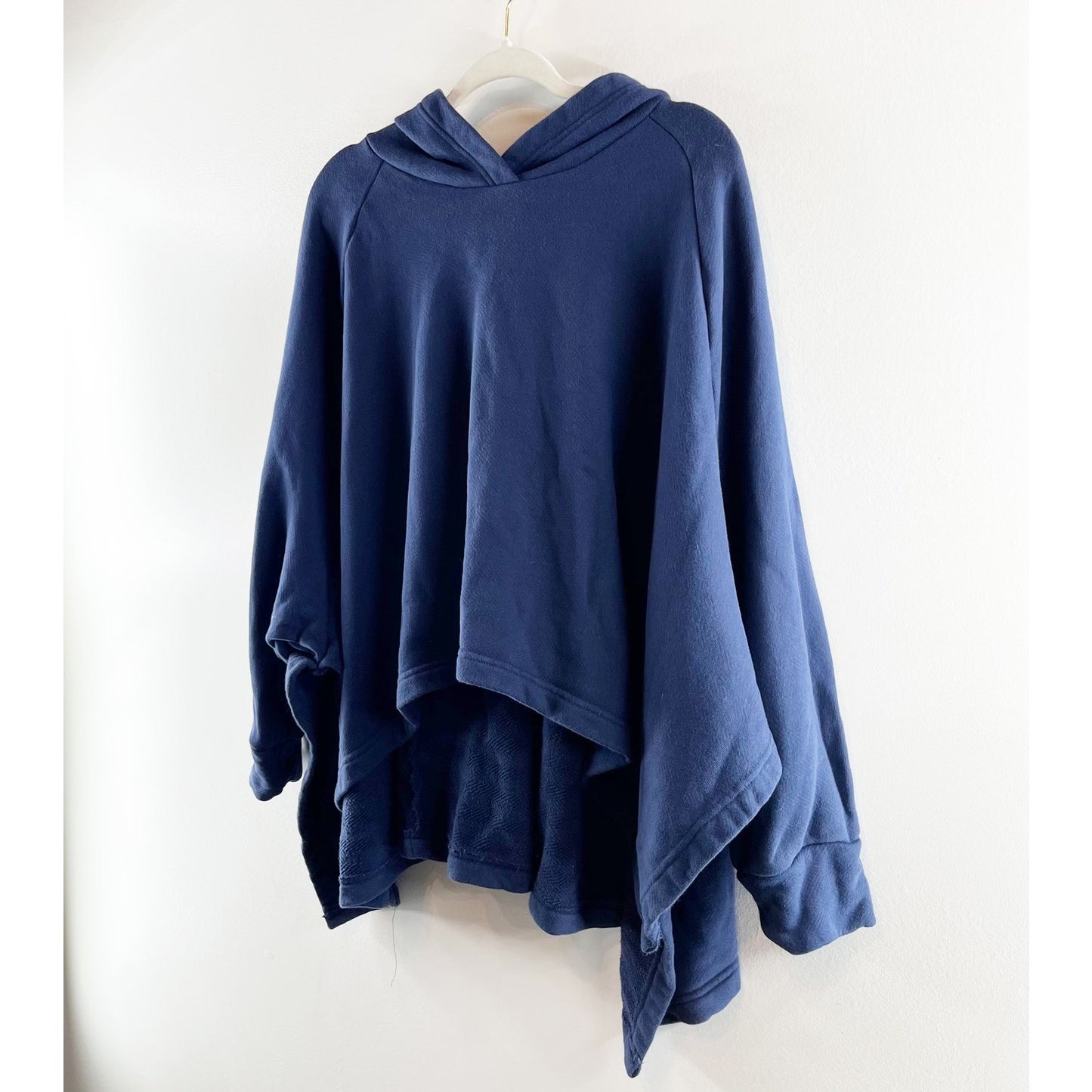 Free People Odessa Long Sleeve Poncho Style Hoodie Sweatshirt Navy Blue M/L