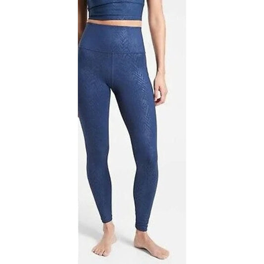 Athleta Salutation Stash Pocket II High Rise 7/8 Leggings Blue Small