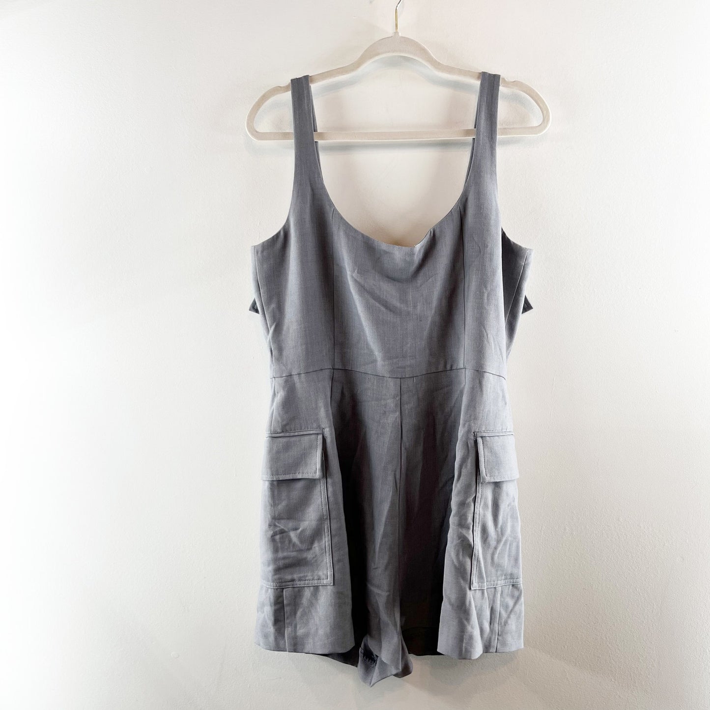 Anthropologie Re-Worked Blazer Mini Romper Dress Gray 14
