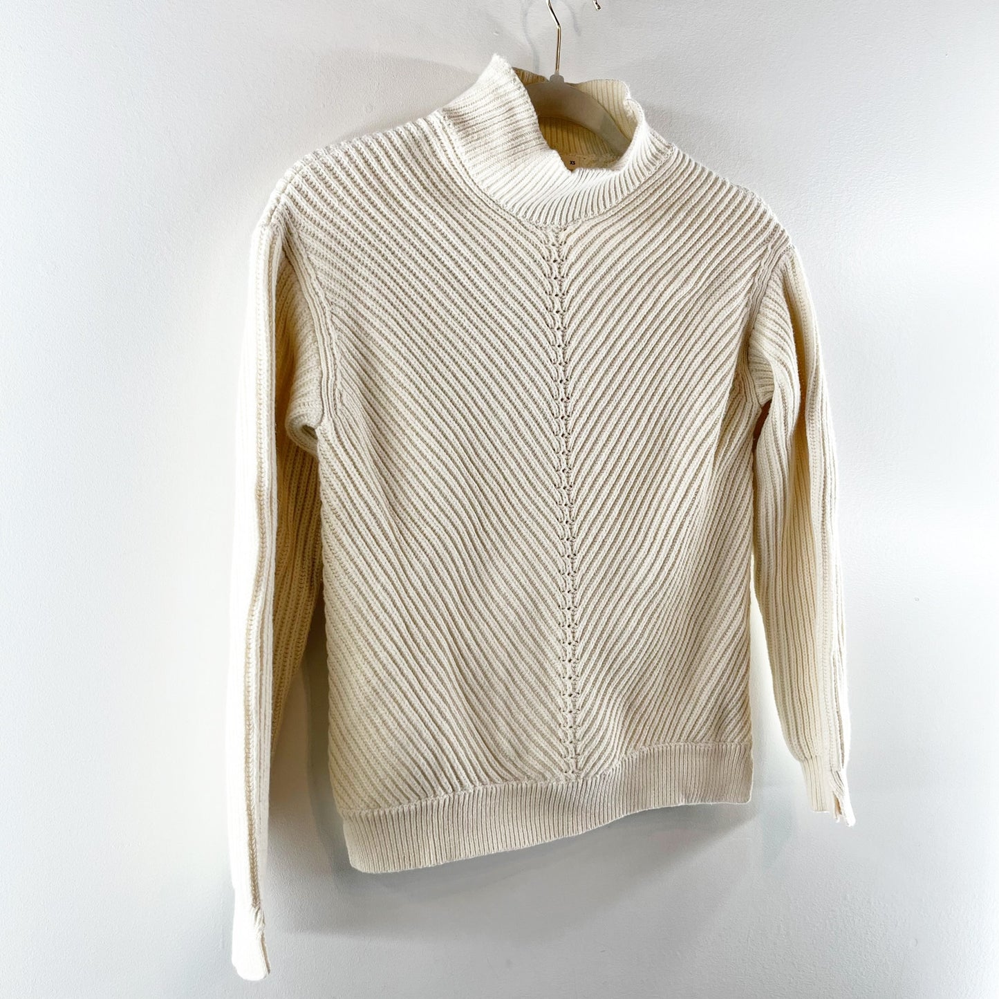 Marine Layer Skylar Mock Neck Knit Wool Blend Pullover Sweater Cream XS