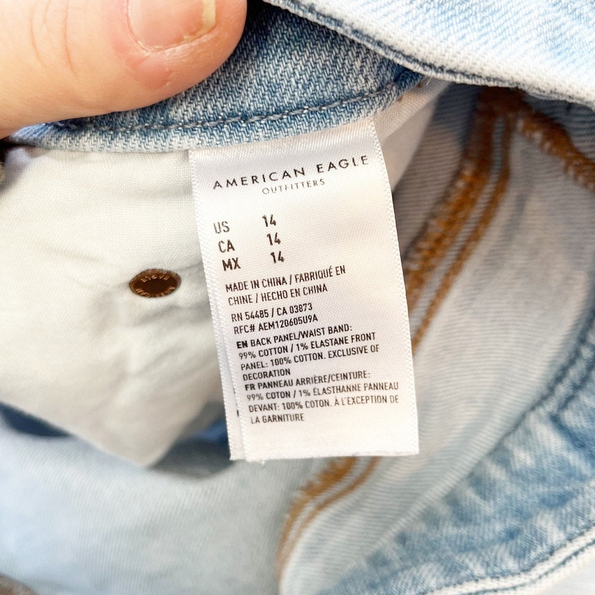 American Eagle Curvy '90s High Rise Boyfriend Denim Jean Shorts Blue 14