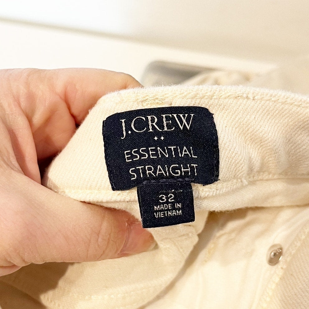 J. Crew High Rise Essential Straight Leg Jeans Ecru Cream 32 / 14