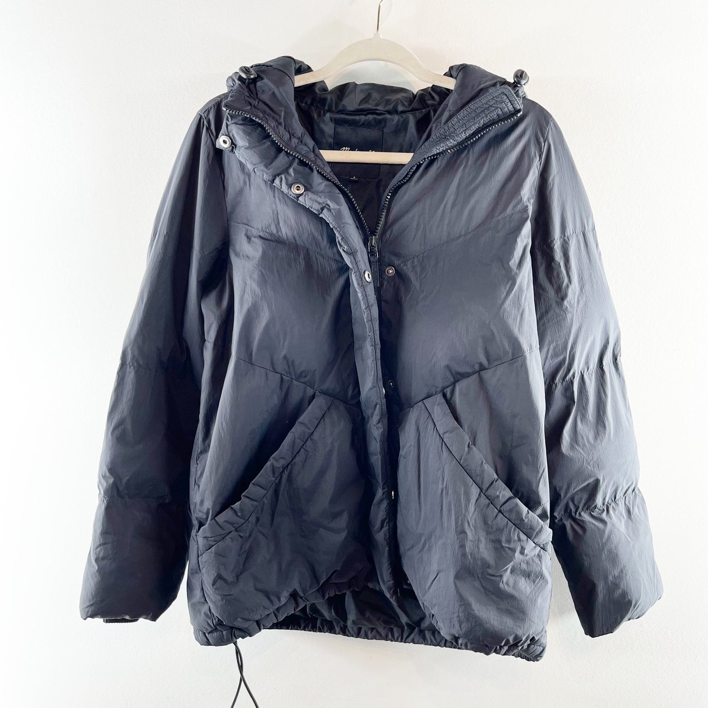 Madewell Quilted Puffer Parka Jacket Coat Black Small