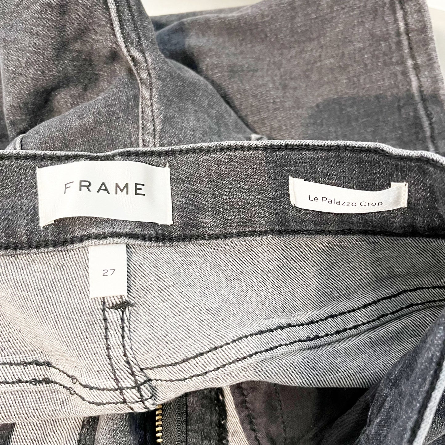 Frame Le Palazzo High-Rise Cropped Wide-Leg Flare Jeans Atmosphere Black 27