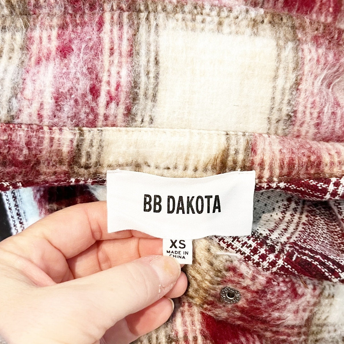 BB Dakota Work Hard Play Hard Plaid Flannel Shirt Jacket Shacket Red XS