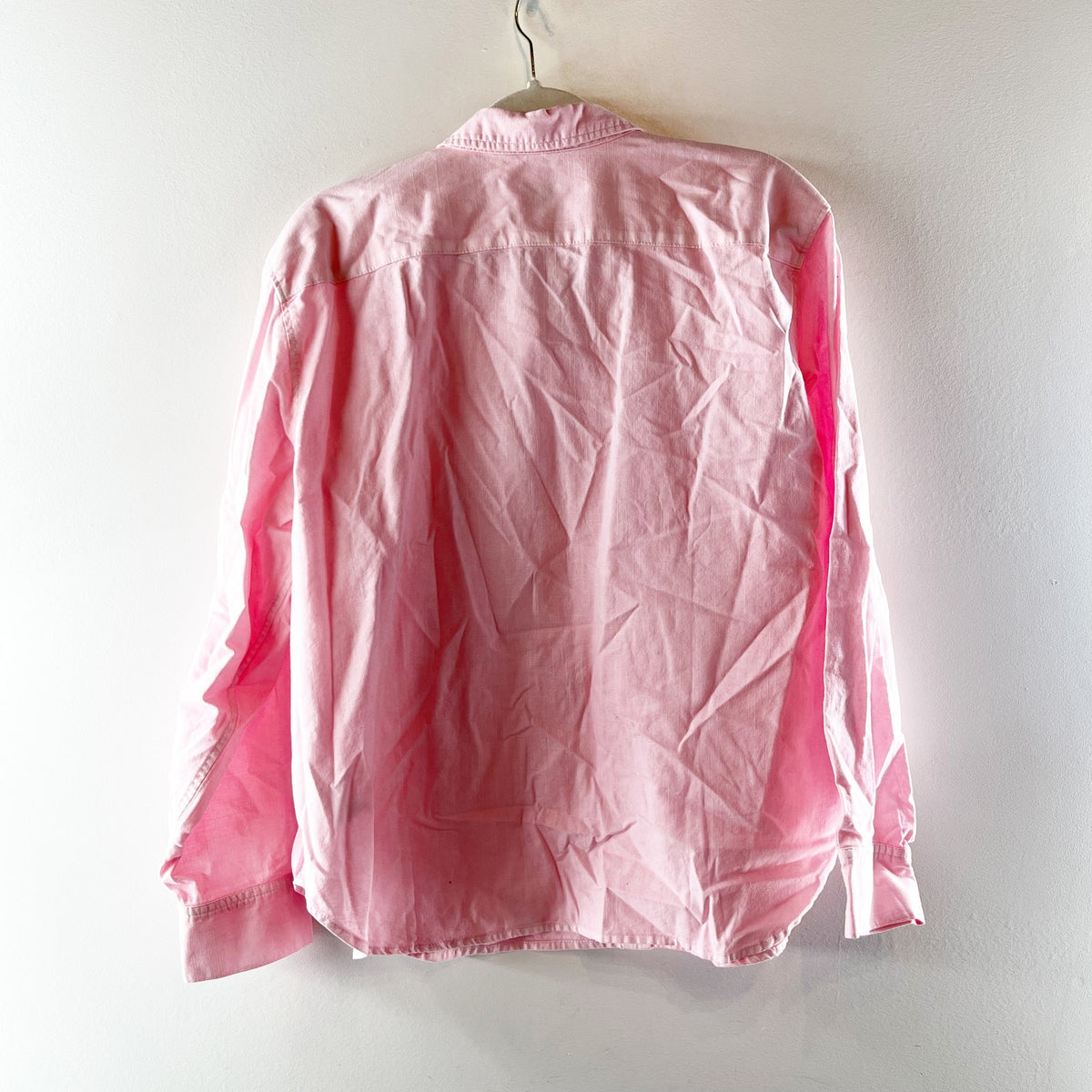 J. Crew Garment-Dyed Chambray Long Sleeve Button-Up Shirt Pink Plus Size 16