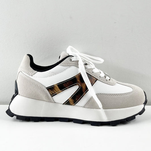 Lucky Step Fashion Trainers Sneakers Leopard White Gray 6