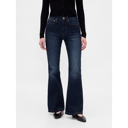 GAP High Rise 70s Flare Leg Jeans Dark Wash Blue 32 / 14