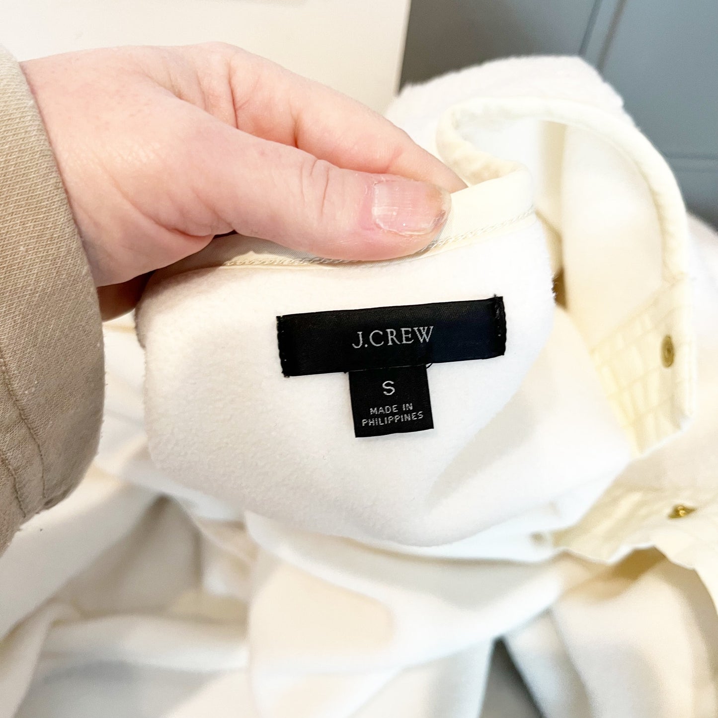 J. Crew Teddy Sherpa Snap Button Lady Jacket Cream Ivory Small