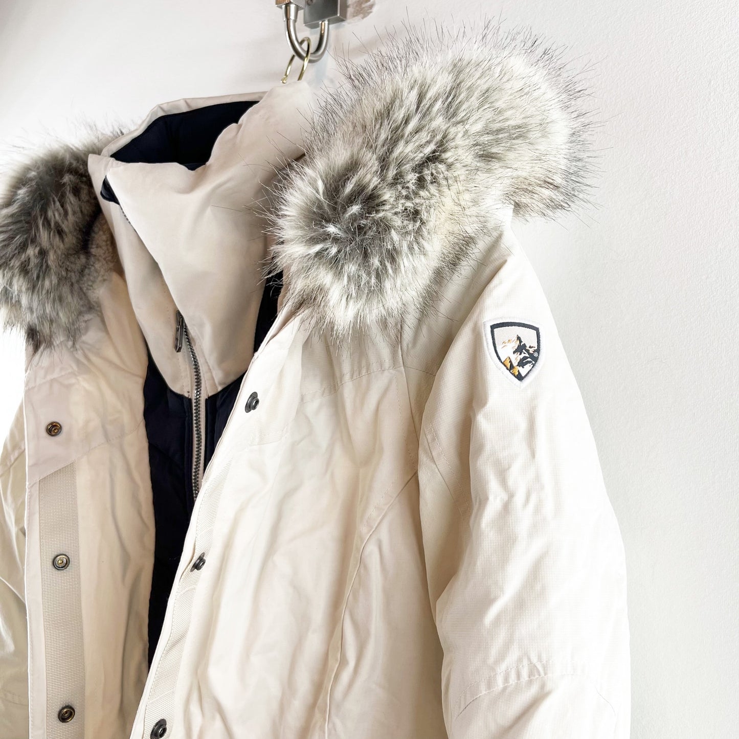 KUHL Ukon Elevated Performance Fleece Lined Hoody Jacket Fur Trim Ivory XS