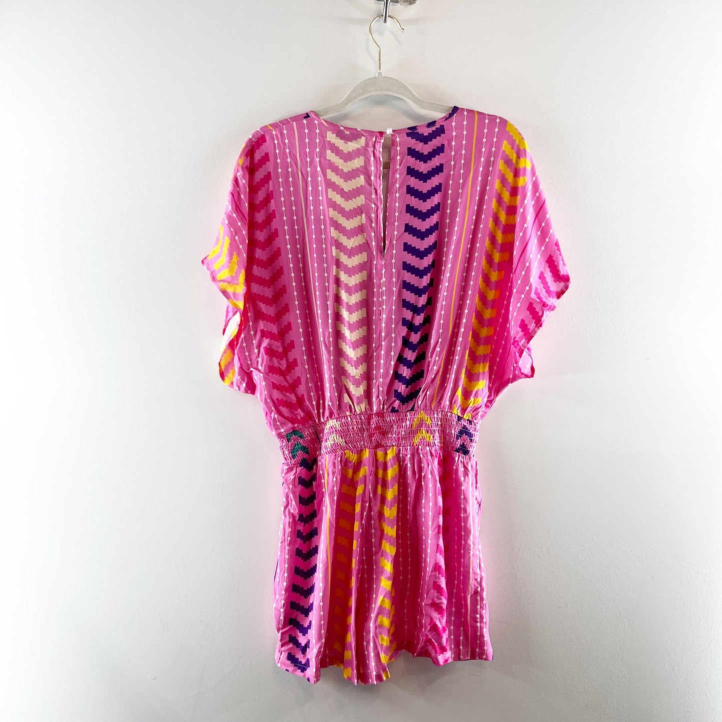 Cupshe Light & Easy Abstract Geo Print Short Sleeve Romper Pink Medium