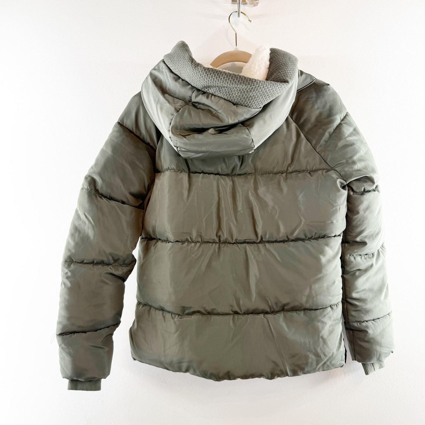 Francesca's Anna Cai Puffer Coat Jacket Olive Green Medium