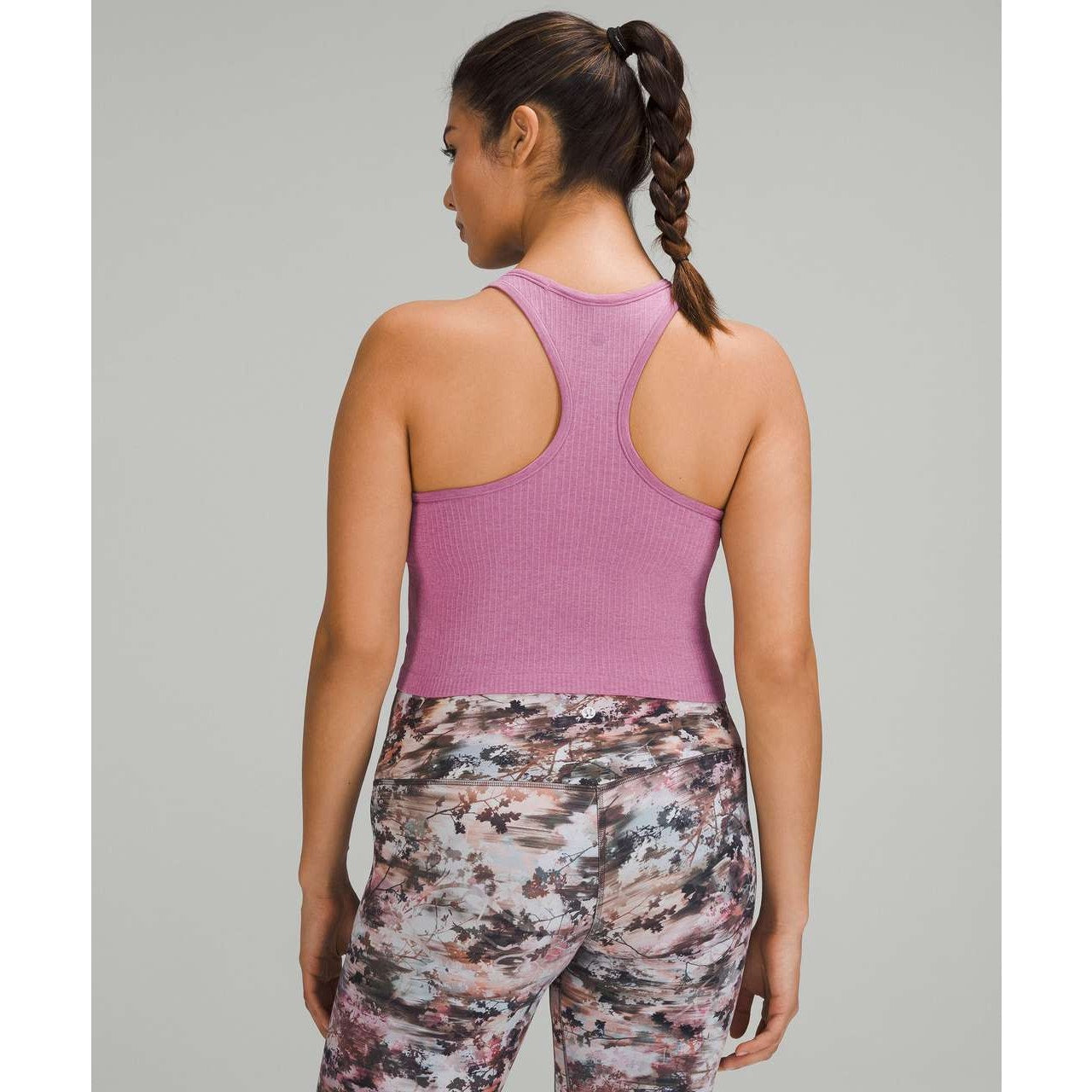 Lululemon Ebb to Street Cropped Ribbed Racerback Tank Top Velvet Dust Pink 6