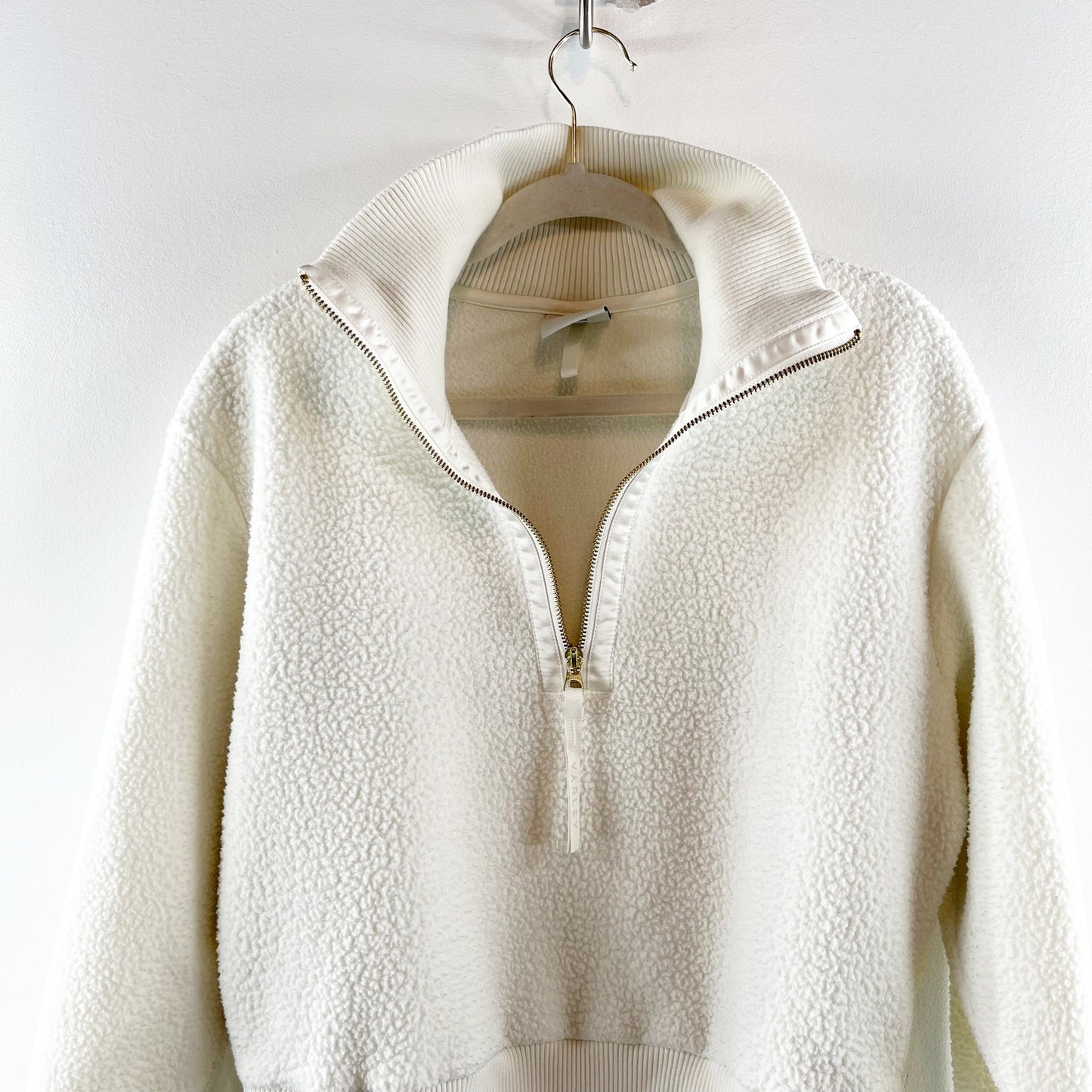 Varley Roselle Long Sleeve Pullover Half Zip Fleece Sweatshirt Cream Small