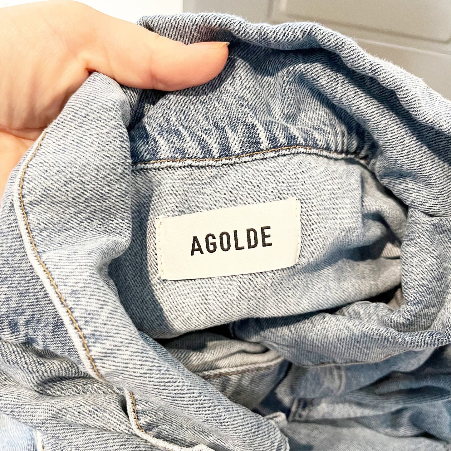 Agolde Reworked Wayne Cotton Long Sleeve Denim Jean Jacket Clarity Blue XS