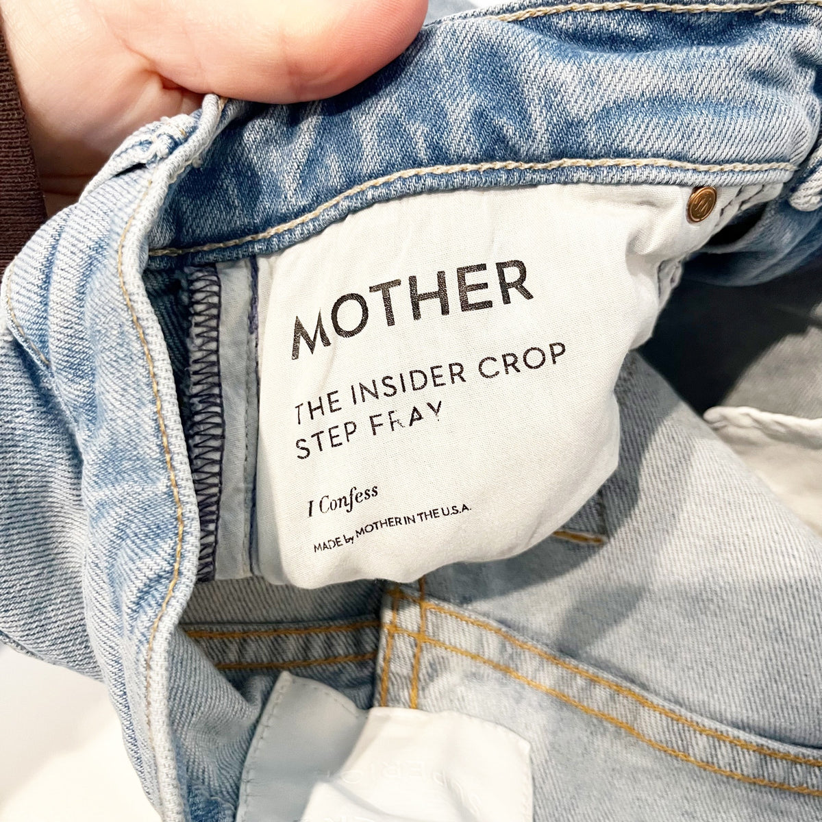 Mother The Insider Crop Step Fray Hem Jeans I Confess Light Wash Blue 25