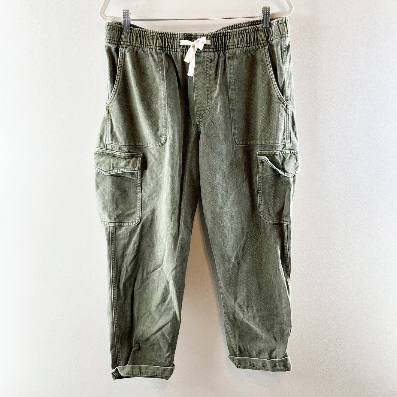GAP Easy Jean High Rise Cargo Cotton Ankle Pants Green Large