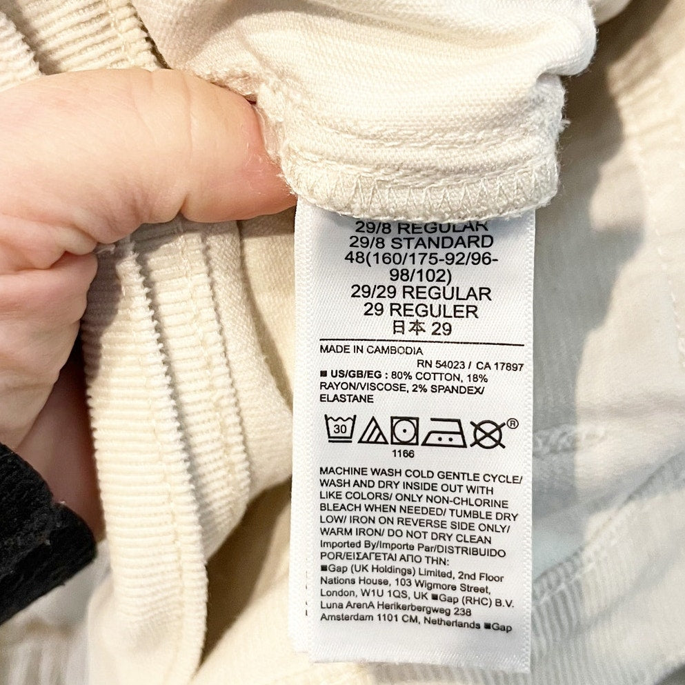 GAP High Rise '70s Flare Patch Pocket Corduroy Pants Birch Cream 8