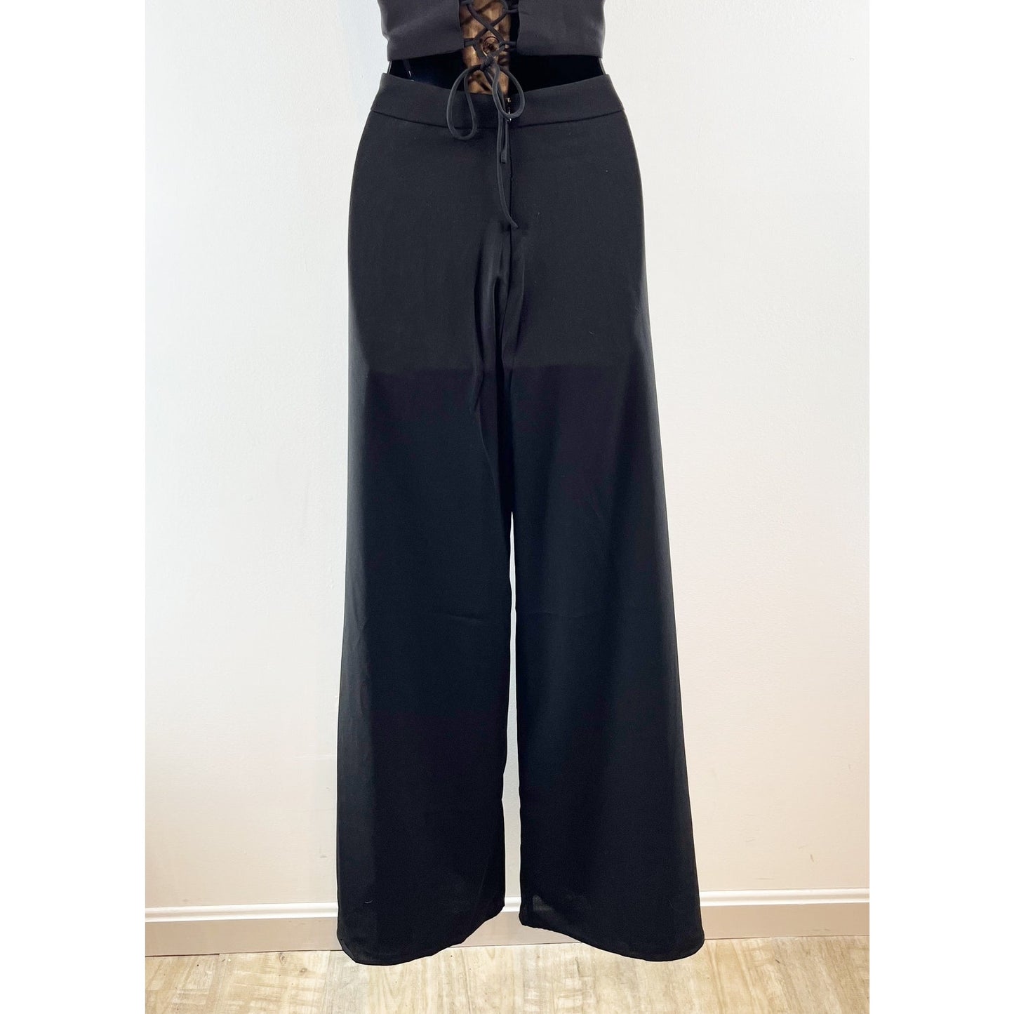 Lulus Out Tonight Sleeveless Side Slit Wide Leg Two-Piece Jumpsuit Black Small