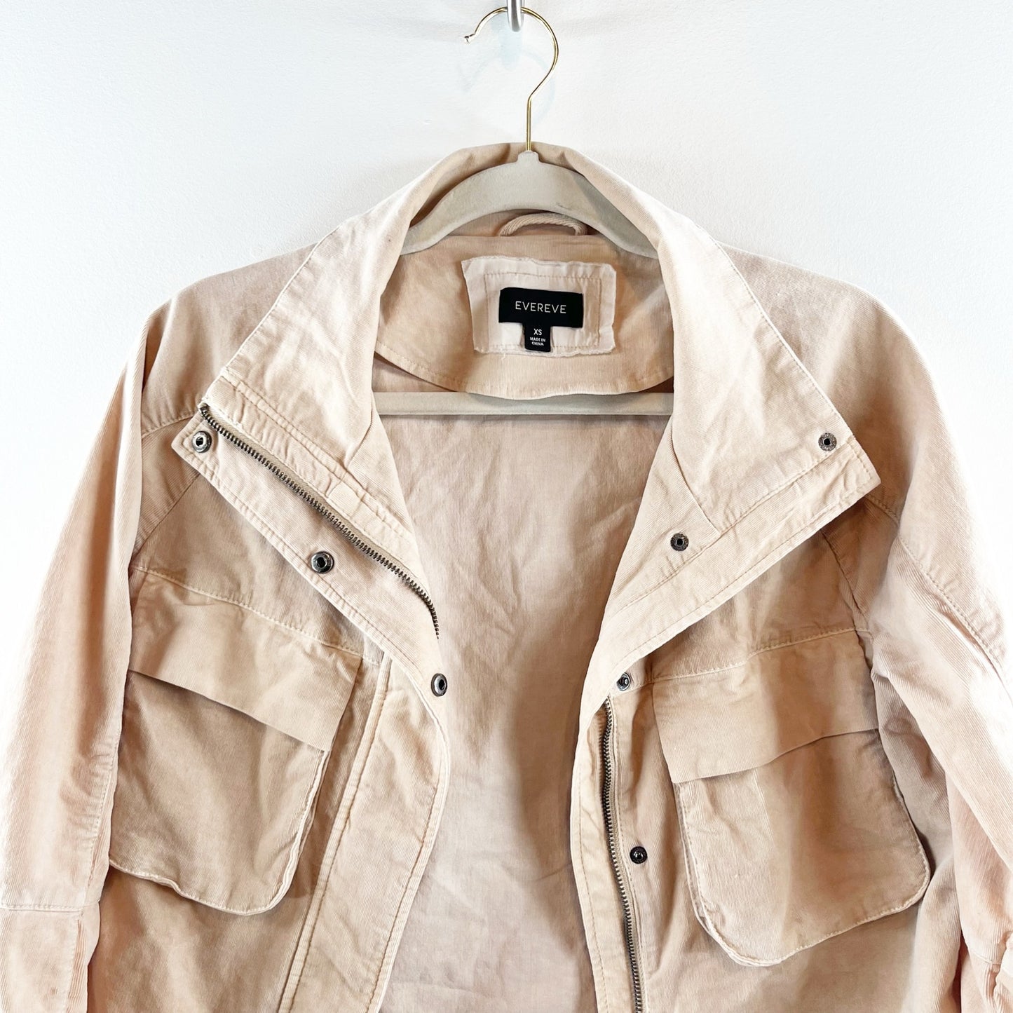 Evereve Corduroy Camp Utility Jacket Tan Beige XS