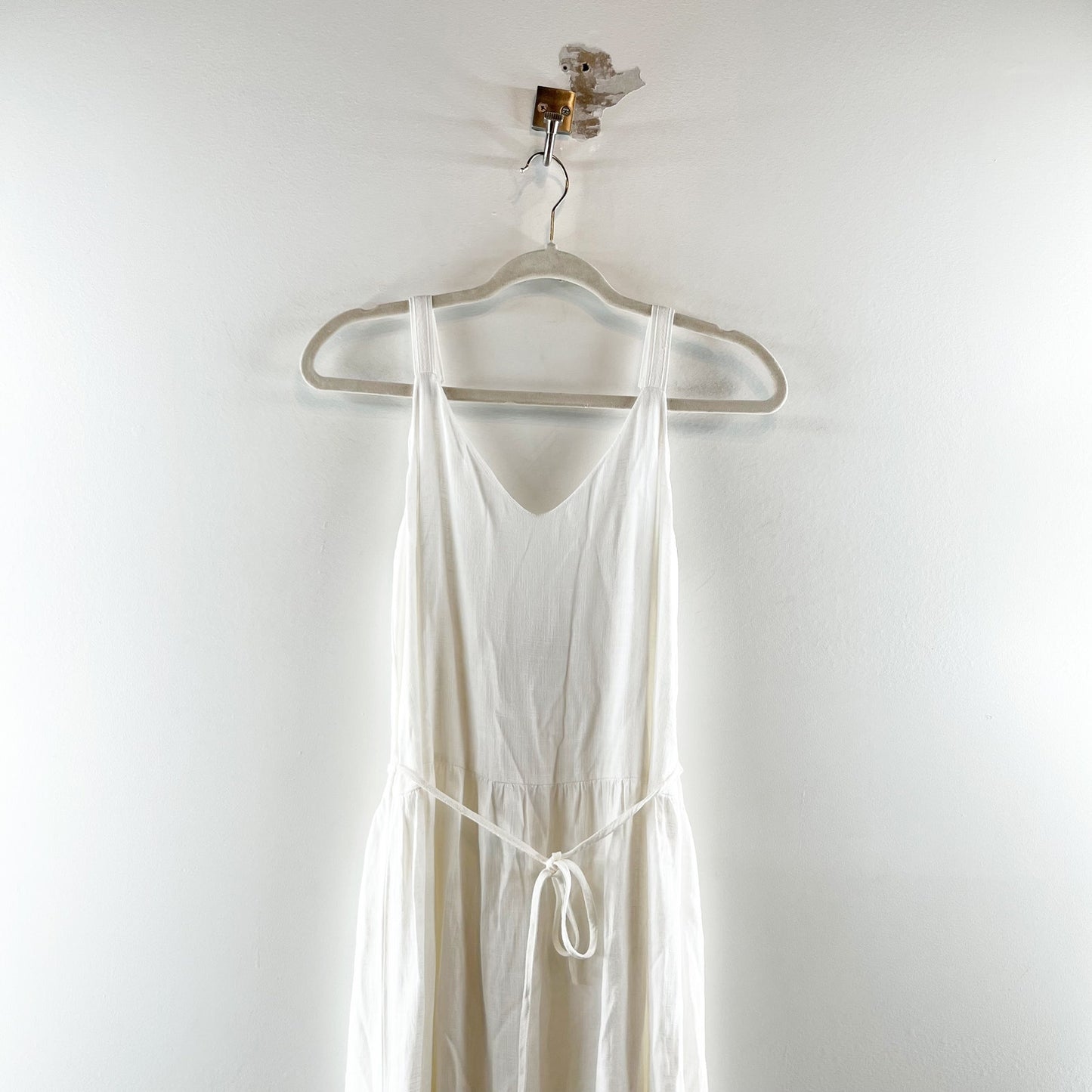 Splendid Wynona Sleeveless V-Neck Tie Waist Tiered Maxi Dress White Small