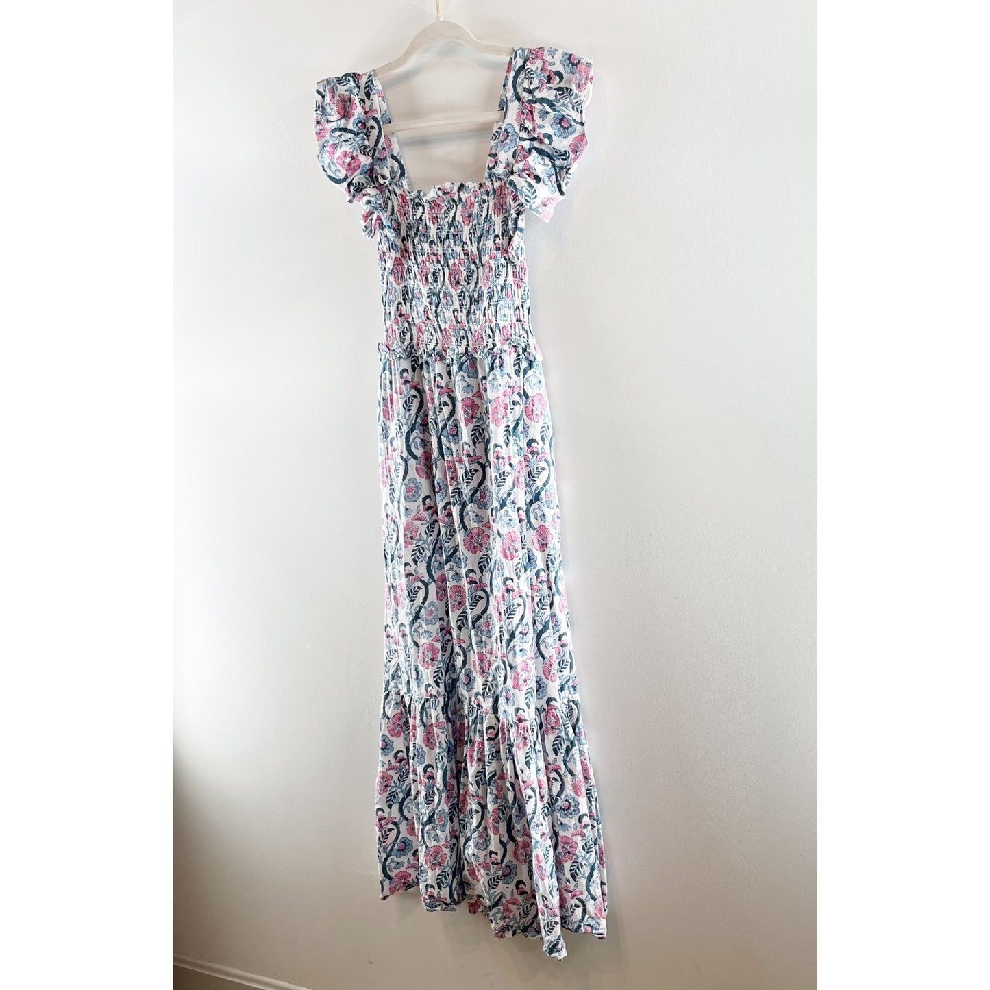 Anna Cate Collection Gisele Floral Flutter Sleeve Maxi Sundress Blue Pink XS