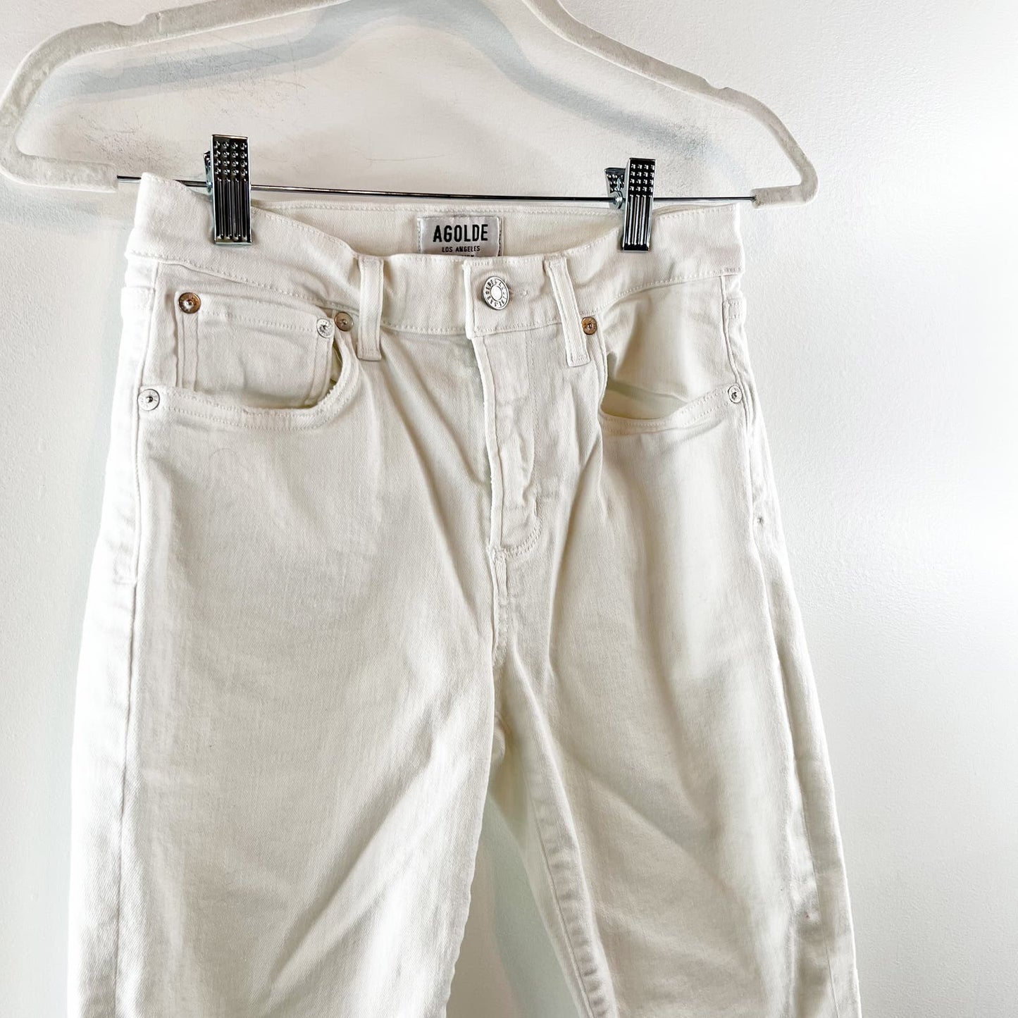 AGOLDE Sophie High Rise Skinny Cropped Jeans Stretch White 27