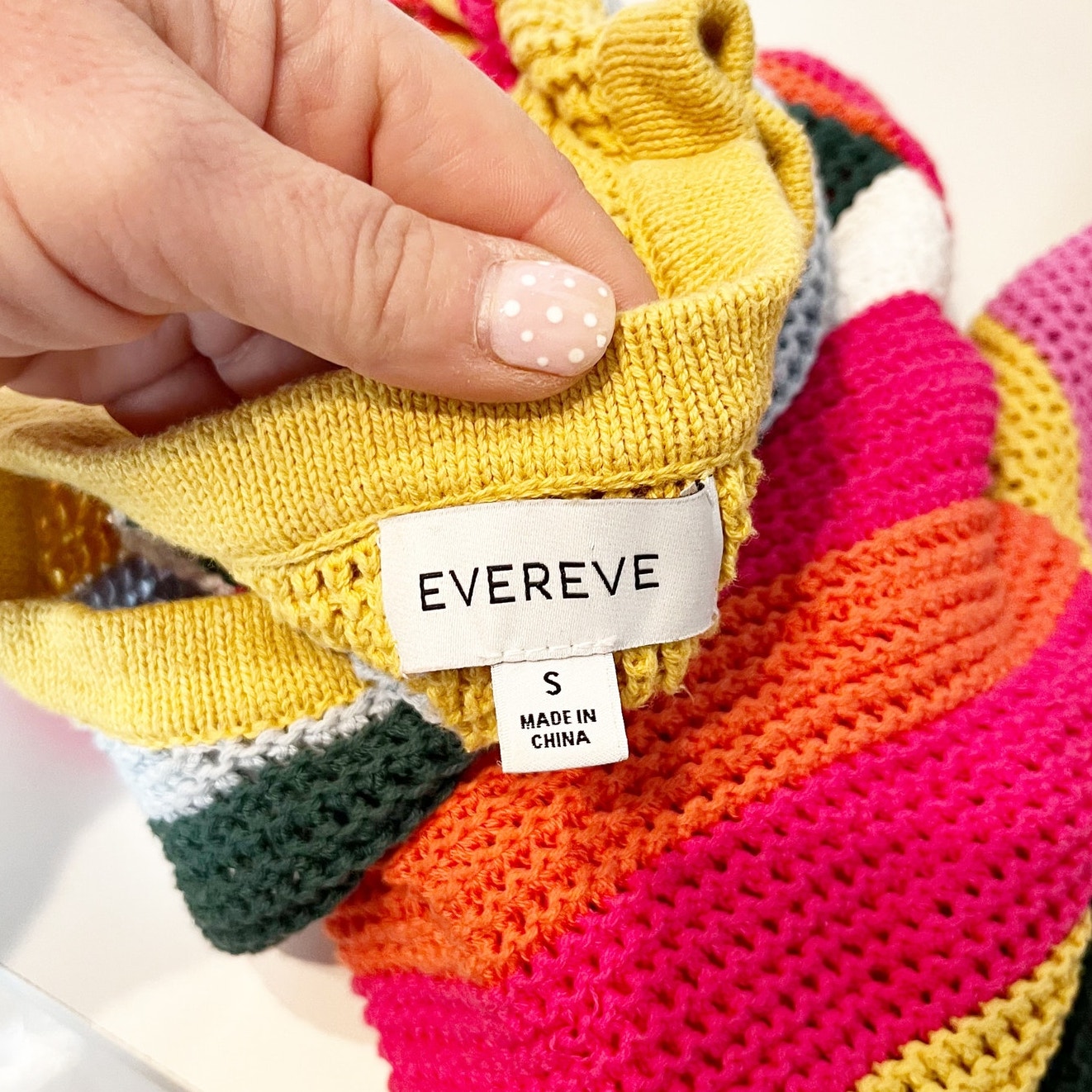 Evereve Haven Flutter Short Sleeve Crochet Knit Sweater Top Rainbow Pink Small