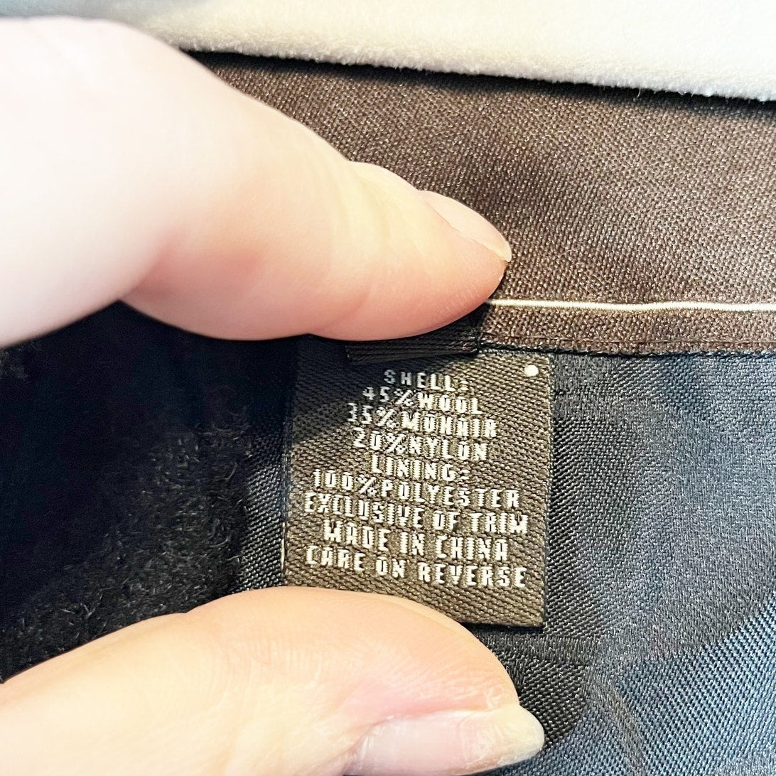 Coach Long Sleeve Wool Blend Signature C Lined Peacoat Black Small