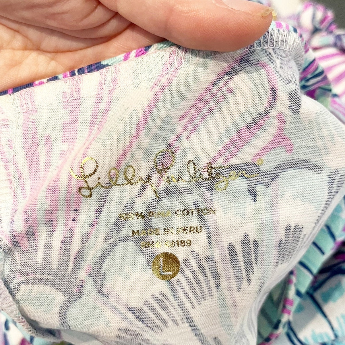 Lilly Pulitzer Oh Shello 3/4 Sleeve Seashell Mini T-Shirt Dress Pink Blue Large