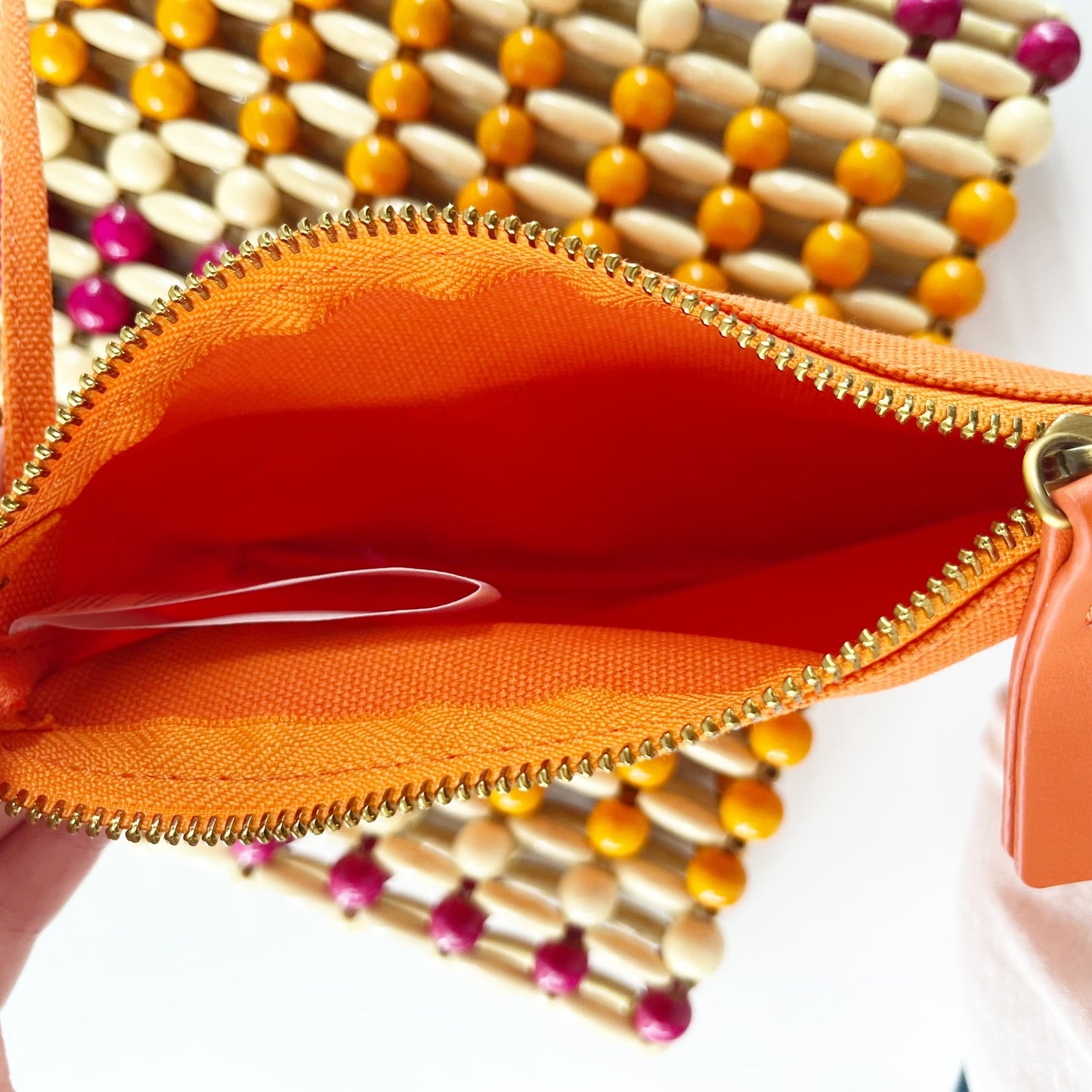 Maliparmi Crossbody Rectangle Beaded Bag Purse Purple Orange