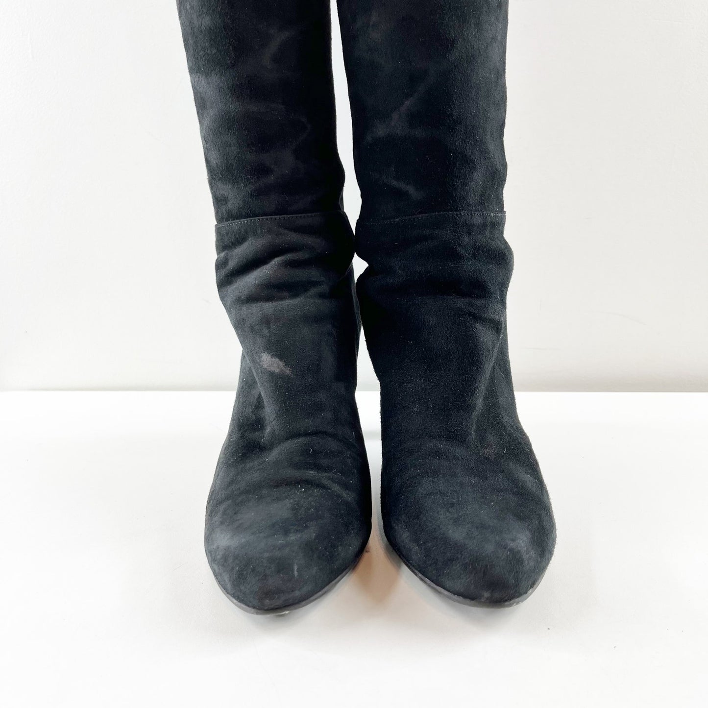 Stuart Weitzman Hijack Heeled Over The Knee Suede Black Boots 8