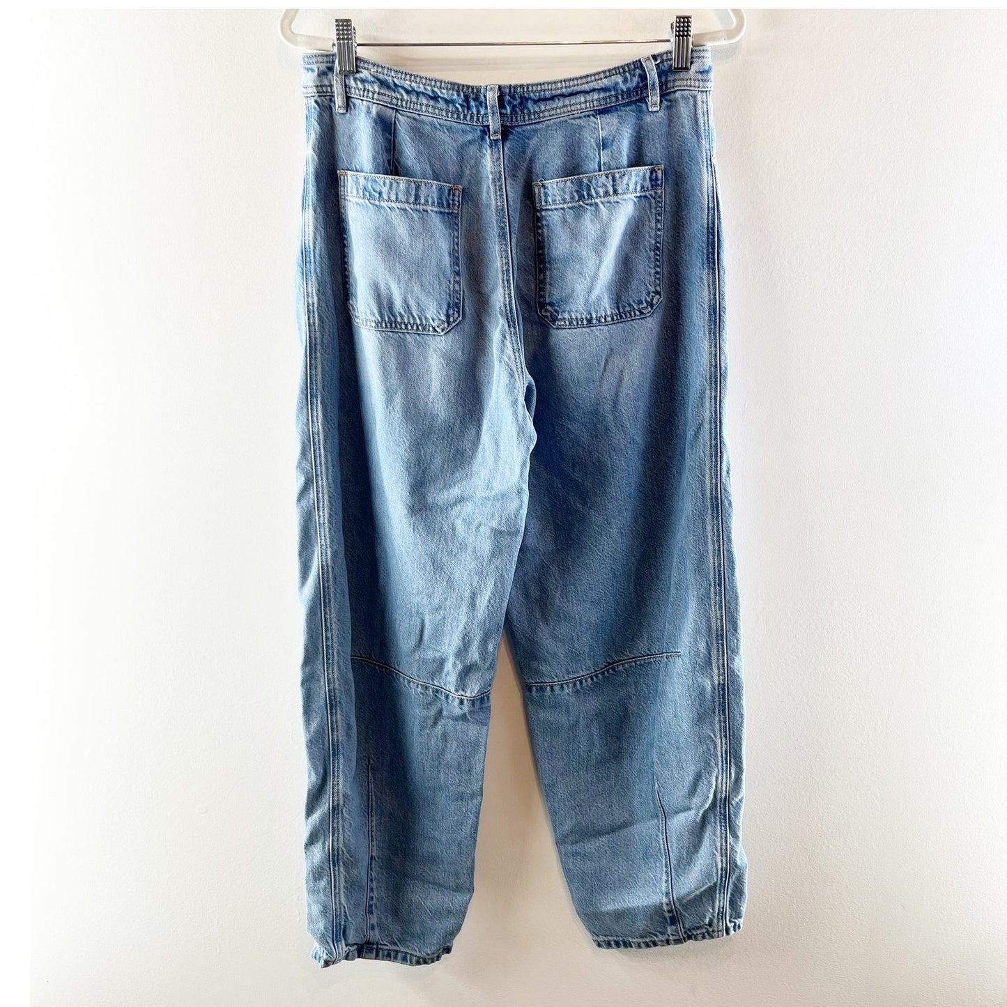 Loft Cotton Blend High Rise Denim Barrel Jeans Light Vintage Indigo Wash 28 / 6