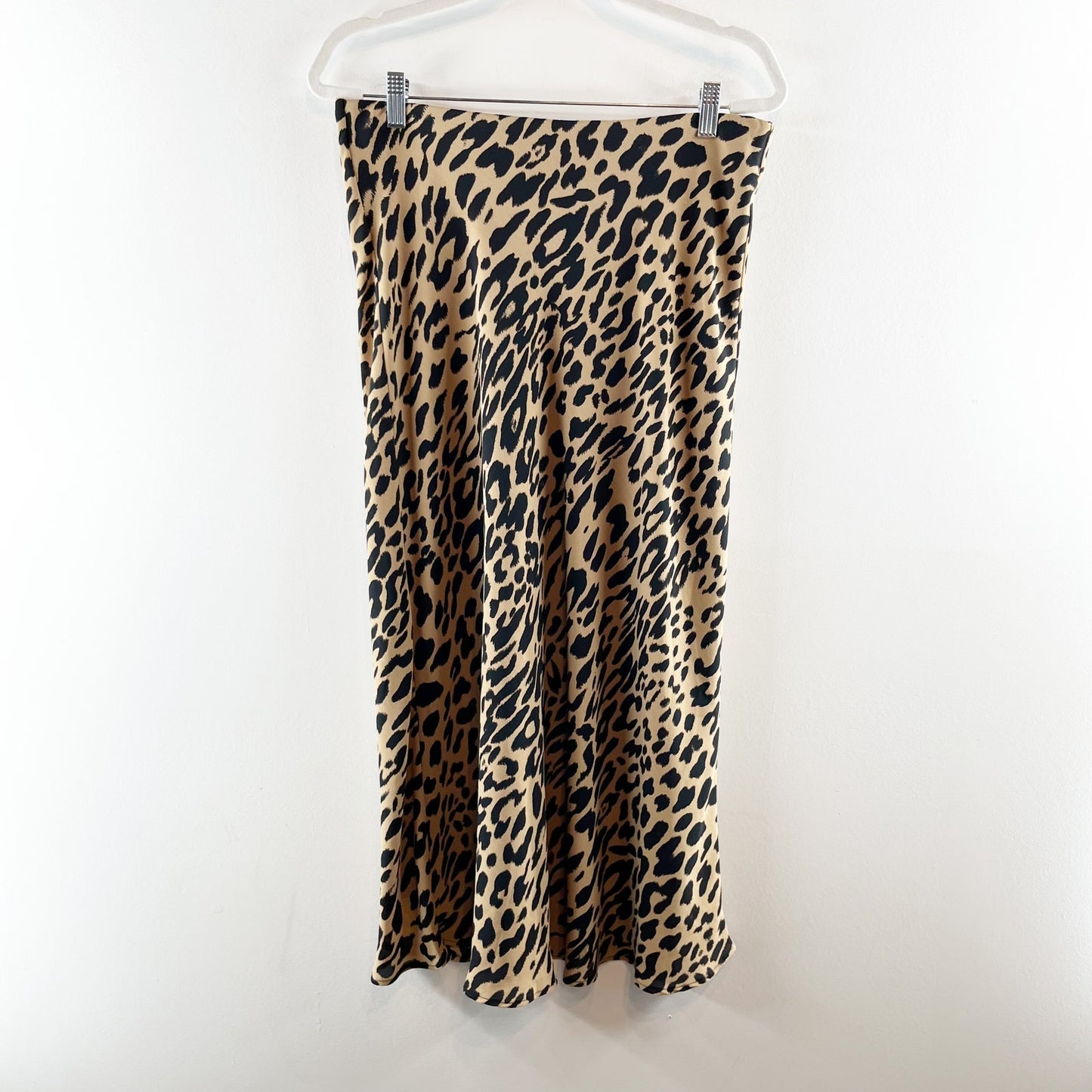 Banana Republic Leopard Midi Slip Skirt Tan Black Medium