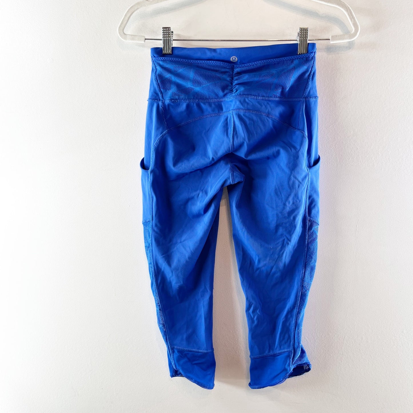 Lululemon Cropped Side Pockets Running Yoga Pants Leggings Royal Blue 6