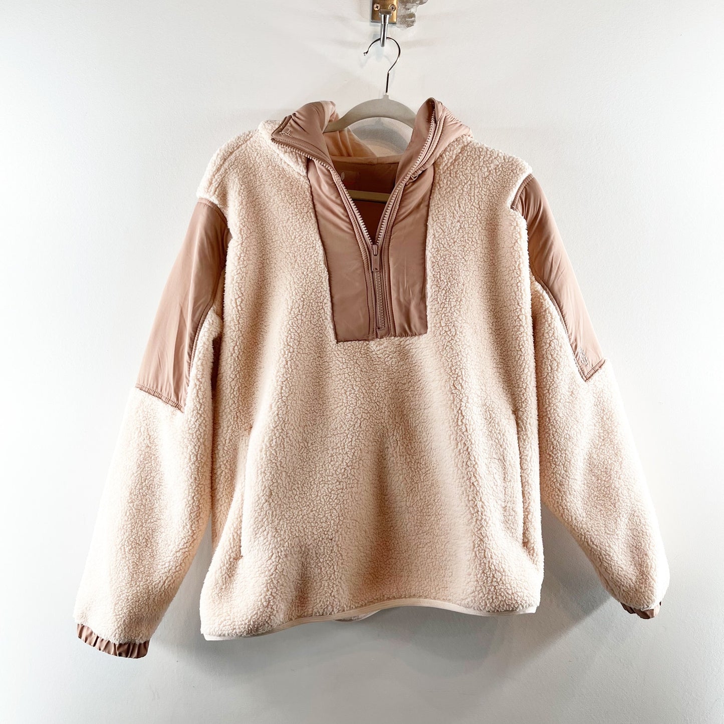 Free People Movement Lead The Pack Hooded Fleece Jacket Vanilla Chai Medium