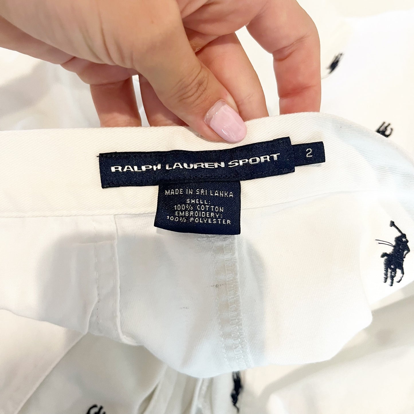 Polo Ralph Lauren Sport Embroidered Logo High Waisted Mini A-Line Skirt White 2