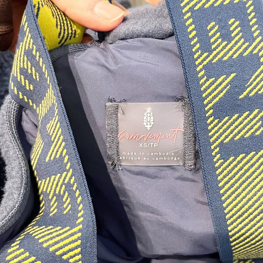 FP Movement Hit The Slopes Salopette Bib Fleece Overalls Blue Yellow XS