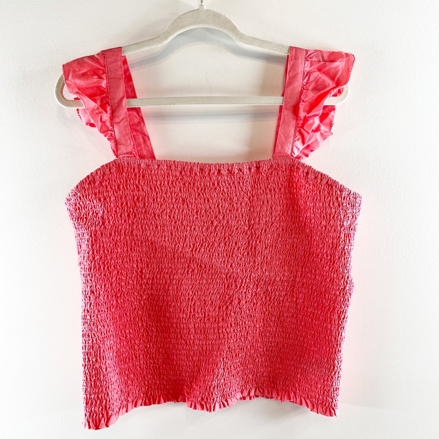 Old Navy Sleeveless Square Neck Full Smocked Fitted Tank Top Ginger Rose Pink XL