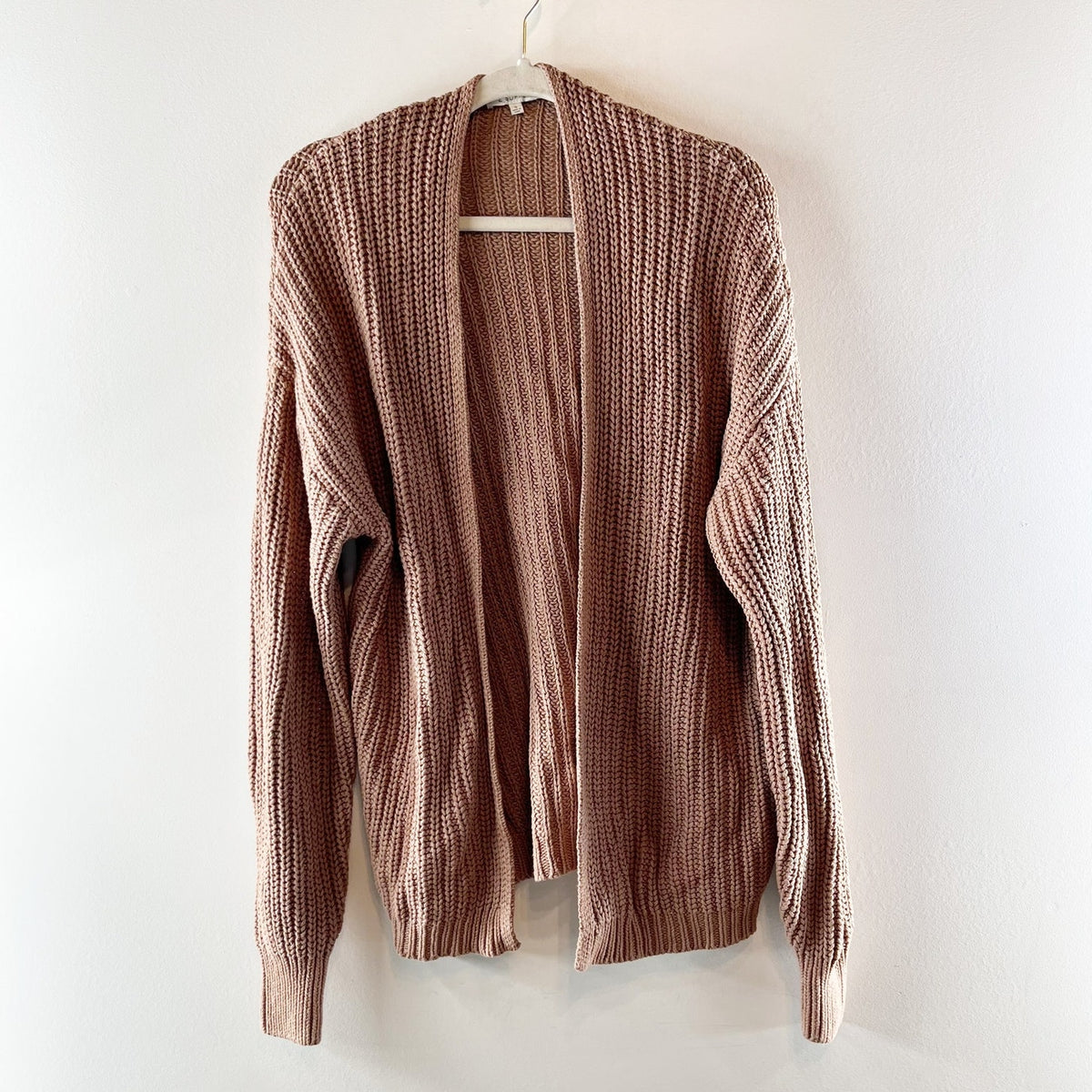 Z Supply Sutton Rib Open Long Sleeve Duster Cardigan Sweater Desert Taupe Brown