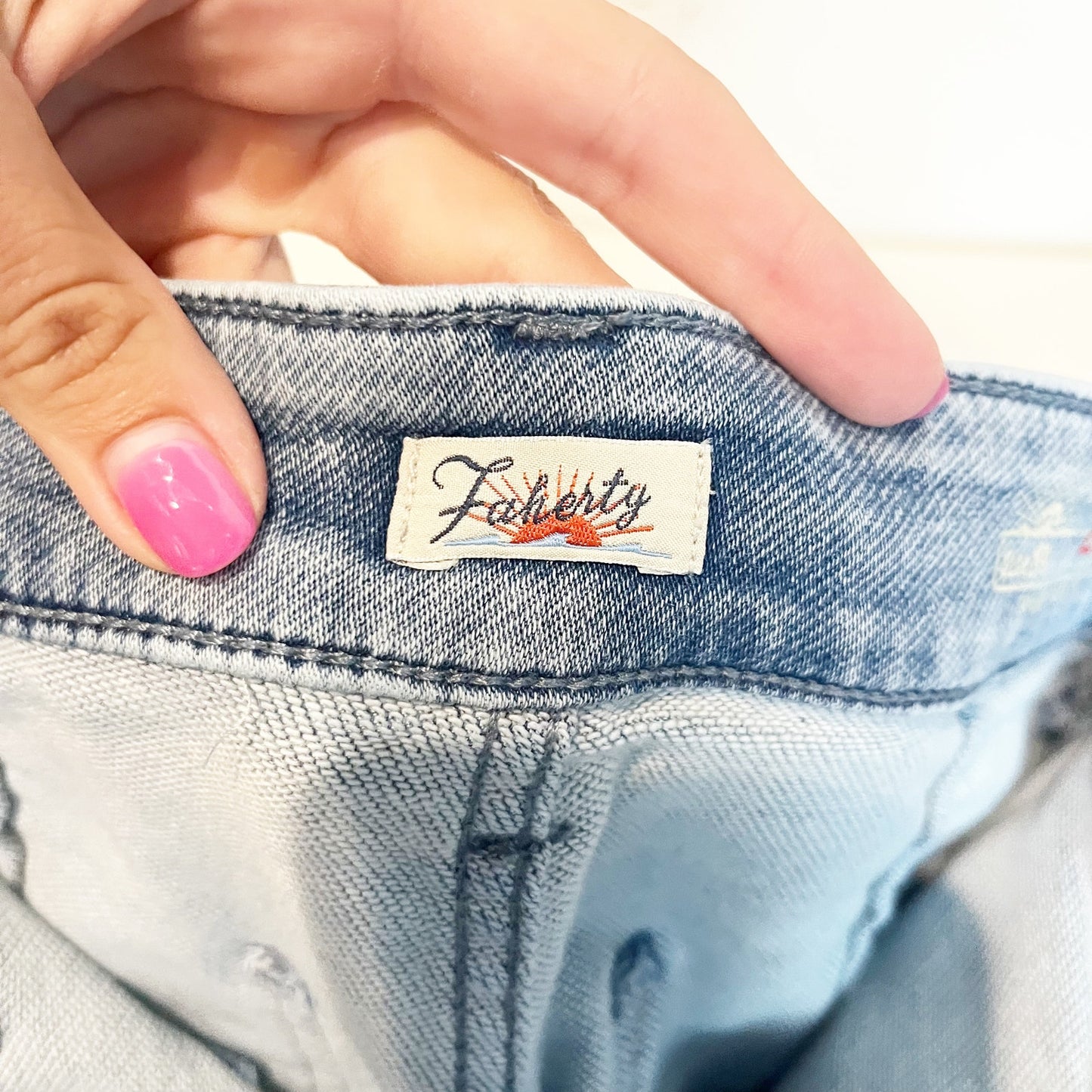Faherty Stretch Terry Patch Pocket Ankle Pants Jeans Eastern Shore Blue 26