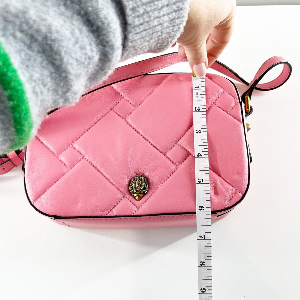 Kurt Geiger London Kensington Pink Leather Crossbody Bag Purse