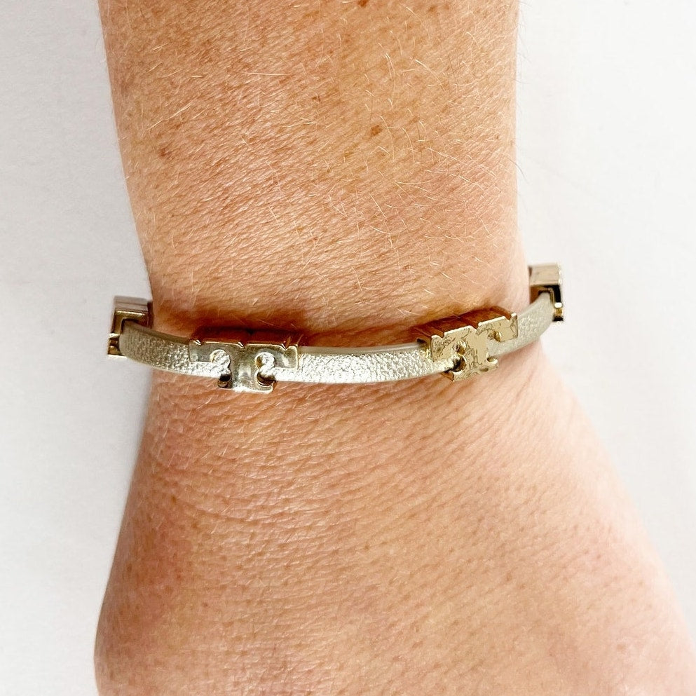 Tory Burch Eleanor Leather Logo Bracelet Gold
