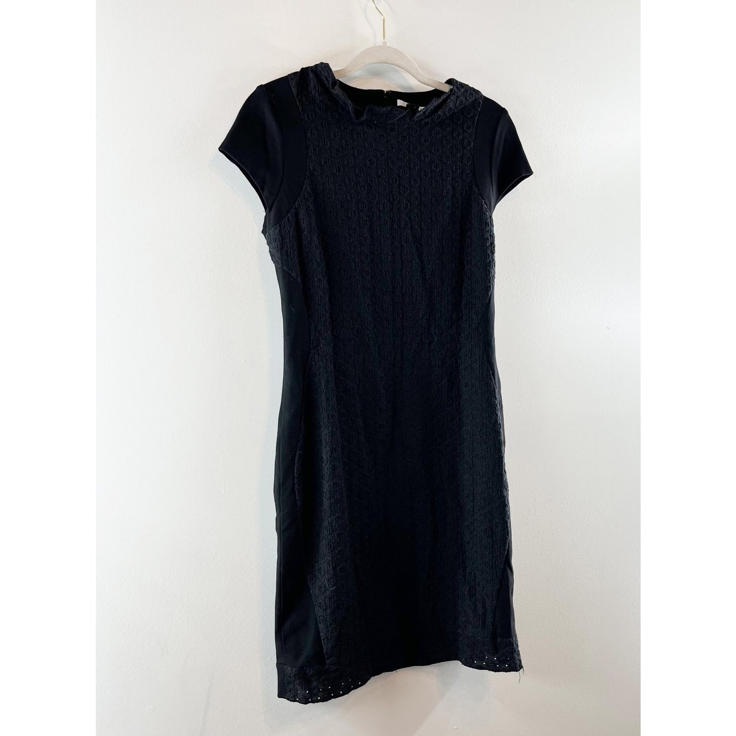 Diane Von Furstenberg Pele Eyelet Lace Mini Shift Dress Black 10