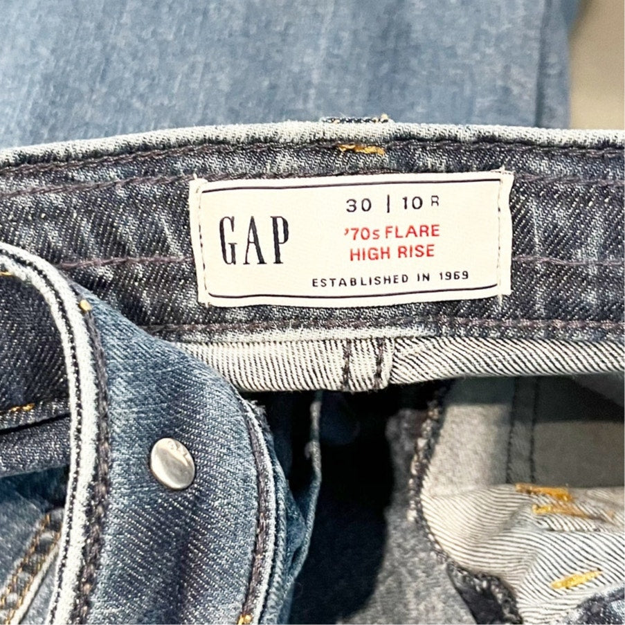 GAP High Rise '70s Flare Leg Braided Waist Jeans Blue 30 / 10