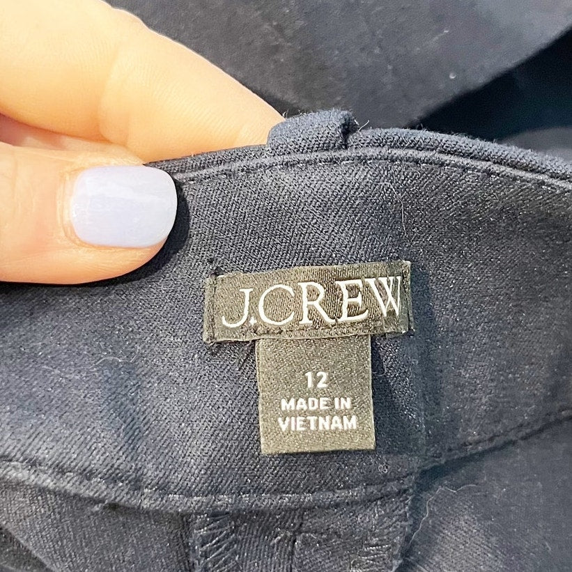 J. Crew Sydney Wide-Leg Cropped Chino Trouser Pants Navy Blue 12