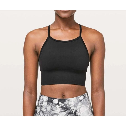 Lululemon Athletica Ebb To Street Crossback Strap Long Line Bra Black Medium
